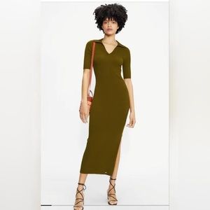 Olive green ted baker knit midi dress